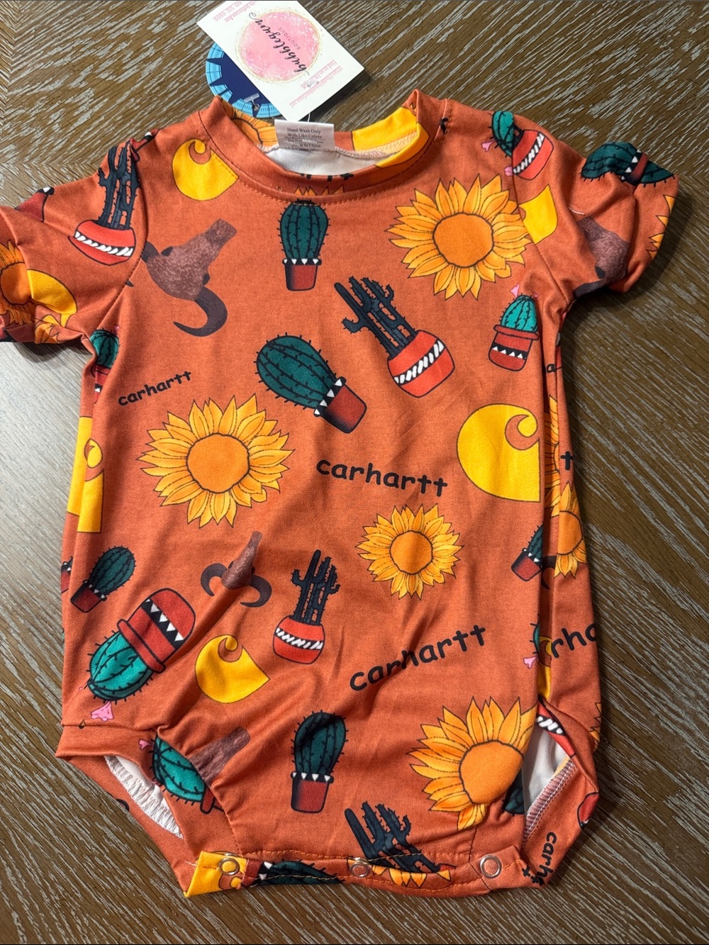 Carhartt Orange Sunflower & Cactus Graphic Baby Bodysuit